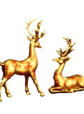 招财源富鹿办公桌摆件客厅玄关电视柜酒柜装饰品轻奢高档乔迁送礼