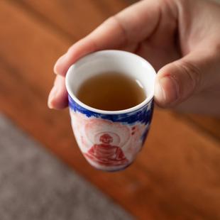 仿古青花千佛五佛盖碗茶杯五件套茶具釉中耙花禅意禅道旅行套装