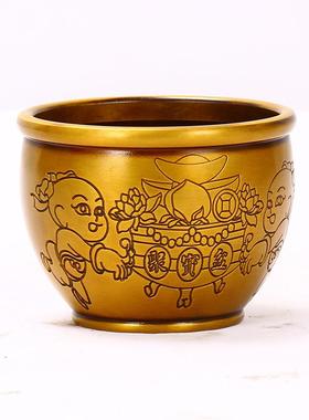 现货各种样式铜缸小铜缸熏香缸佛事用品仿古工艺品摆件