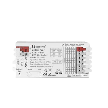 五合一灯带控制器12-48V宽电压zigbee+2.4GRF可兼容HA