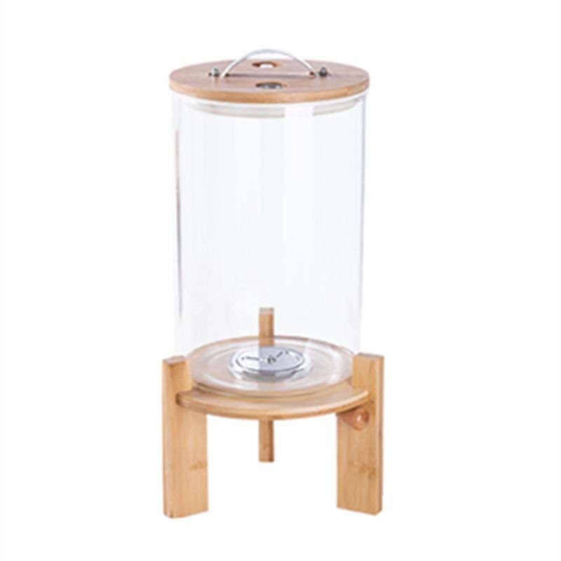 厂家大容量高硼硅玻璃防潮储米缸多规格圆形底座透明玻璃米桶