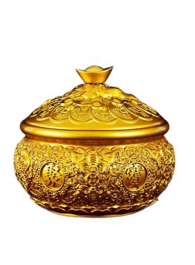 黄铜金蟾聚宝盆招米聚米铜摆件桌面家用商务摆件开业乔迁送礼品