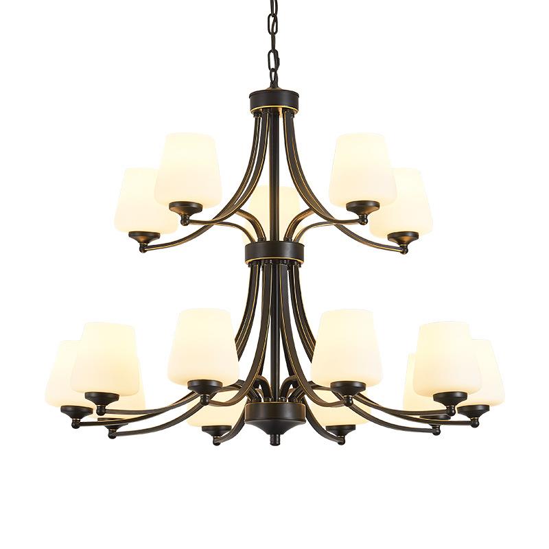 美式楼梯吊双层别自墅轻客奢大气厅灯复式楼灯建房酒楼大堂三层灯