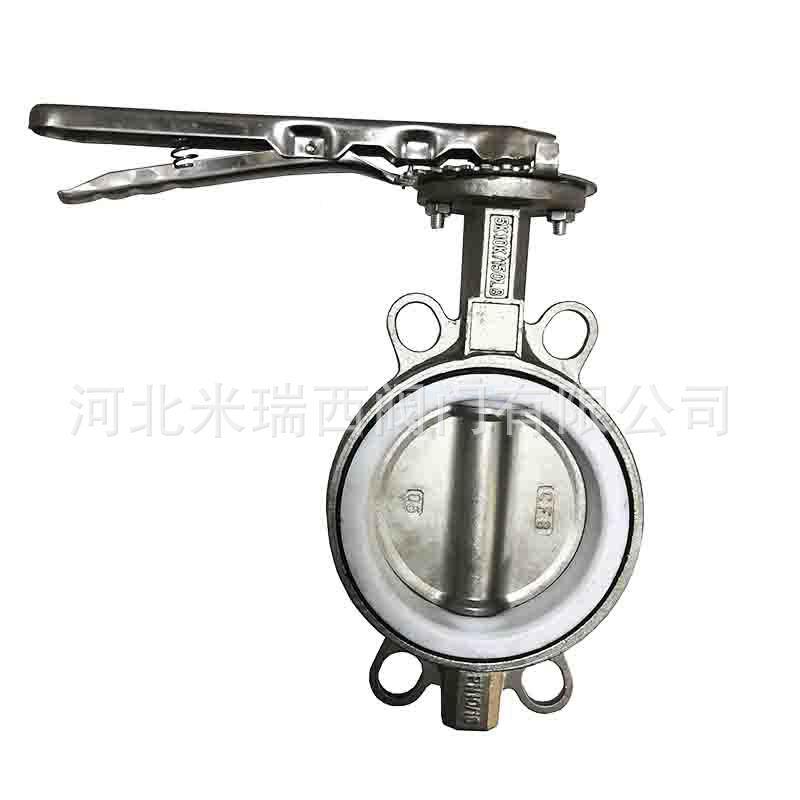 全不锈钢厂手柄四氟蝶阀衬四氟对夹蝶阀动手034蝶阀家D71F-10P