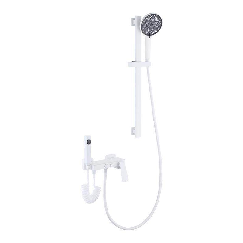 奶油风白色简易花洒套装家用卫浴全铜淋浴恒温无顶喷分体增压花洒