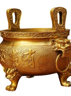 有求必应炉黄铜摆件家居供奉摆件客厅铜装饰品店铺开业送礼铜摆饰