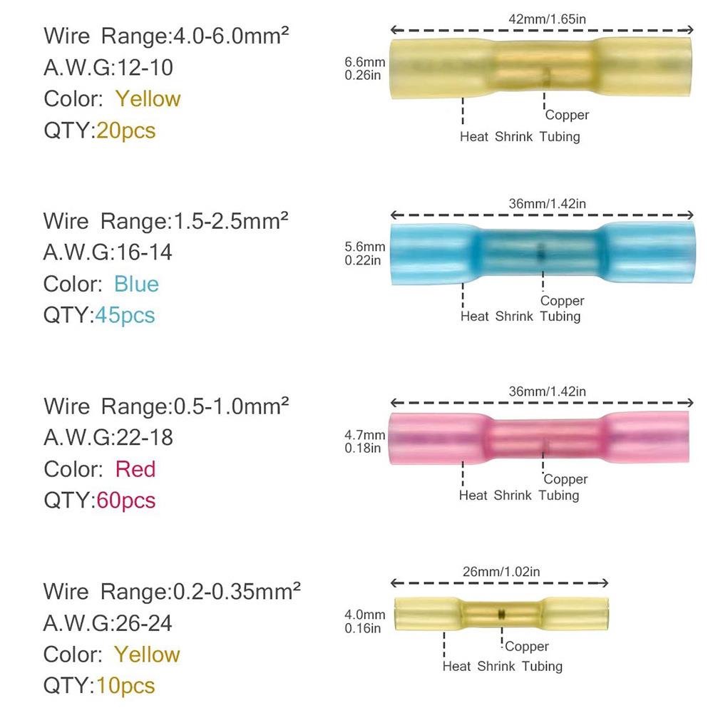 ebay2套0PCUJNS热缩子防水端子盒装中接管1焊锡环热缩端组合装