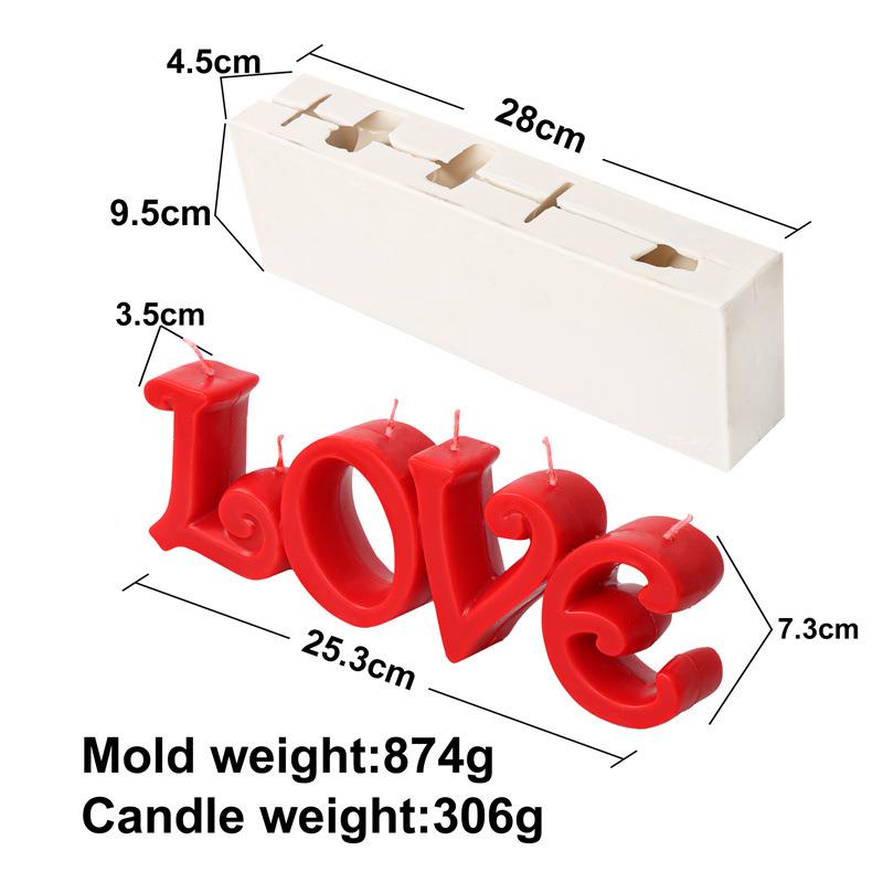 新款一体硅胶L硅胶一体OV蜡烛模具英文字母爱情侣氛香薰室内装围