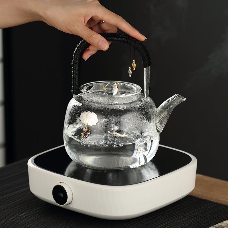 镶银玻璃茶壶耐高温过滤电陶炉套装普洱茶花茶煮煮水壶茶具套装