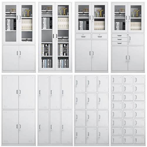 带锁资料档案柜对开门铁皮文件柜车间员工宿舍钢制更衣柜移动加厚