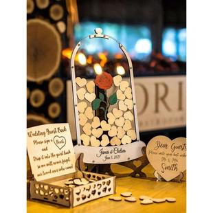 玫瑰留言簿婚礼创意美女与野兽婚礼签到框相册签名本簿板活动结婚