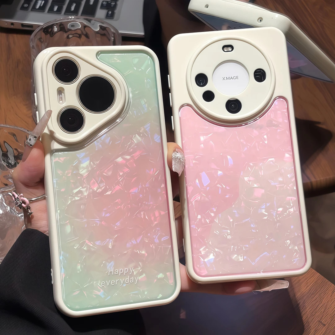 奢华光影贝壳纹渐变晕染粉手机壳