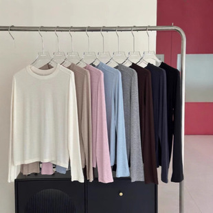 现货醋酸美雅碧天丝绵羊毛中线打底衫兰精天丝长袖T恤内搭