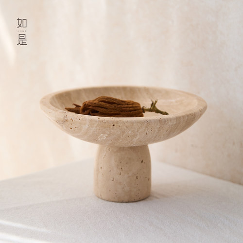 如是侘寂风洞石果盘设计师款托盘