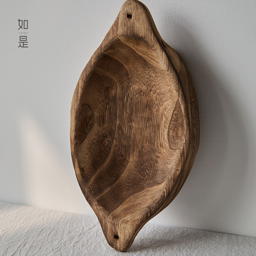 侘寂风复古水果盘木头盘子做旧