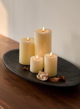如是/侘寂风碳化椭圆蜡烛托盘烛台简约禅意托盘家居饰品民宿摆件