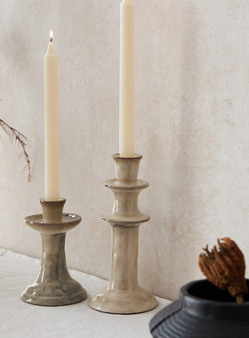 如是/侘寂风复古陶瓷烛台摆件民宿酒店创意装饰品蜡烛台装饰品