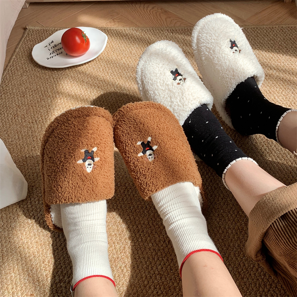 细细条情侣可爱掌门狗包头棉拖鞋