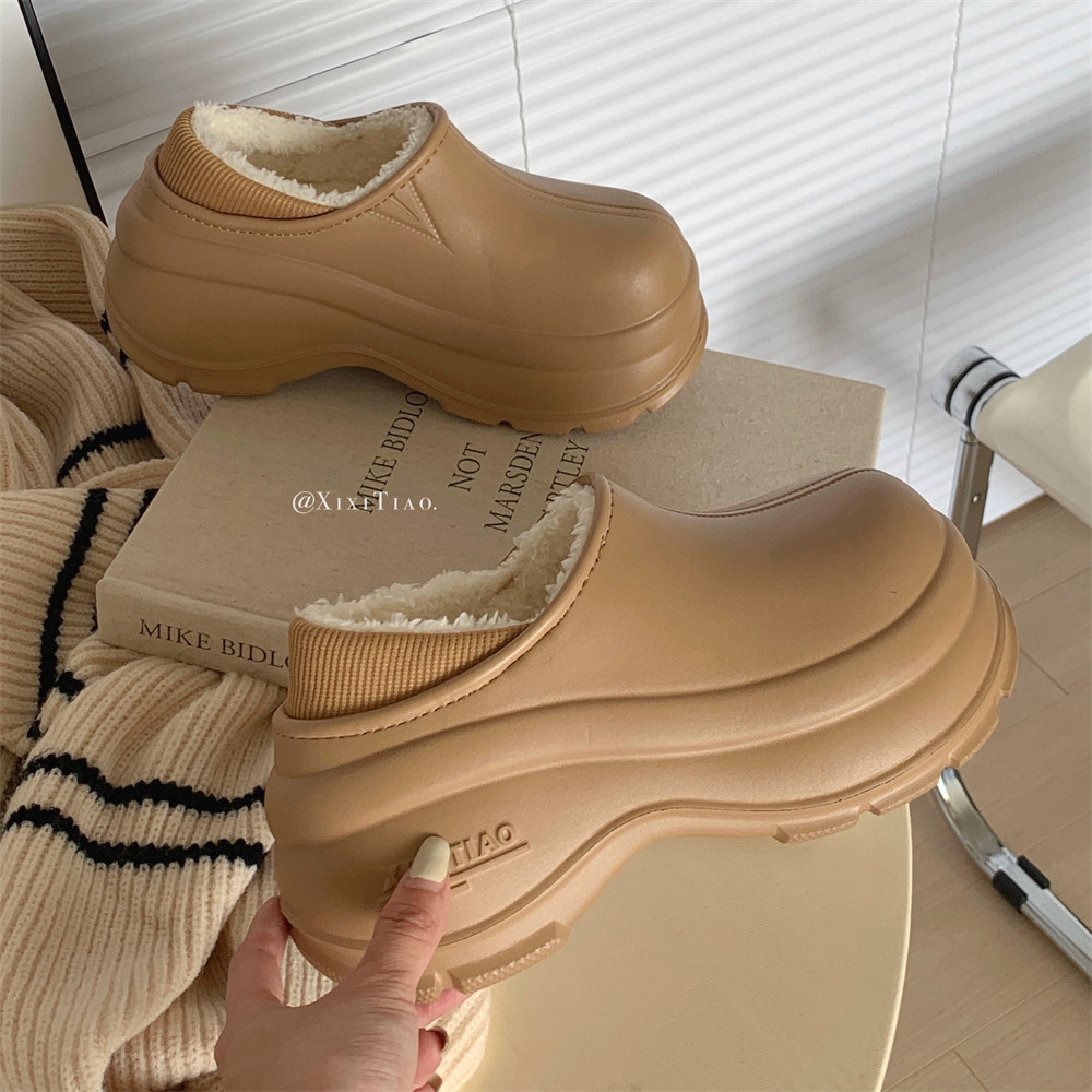 细细条女生EVA软底纯色雪地靴ins