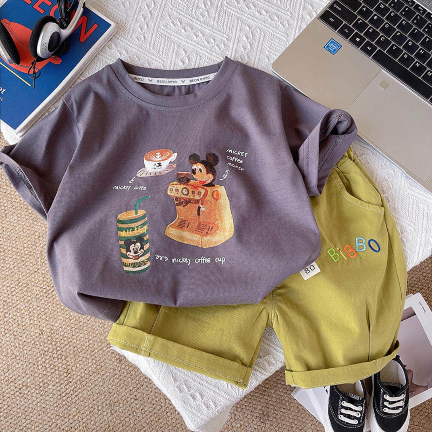 男童夏装2025新款卡通印花短袖上衣小童夏季T恤洋气刺绣短裤夏装