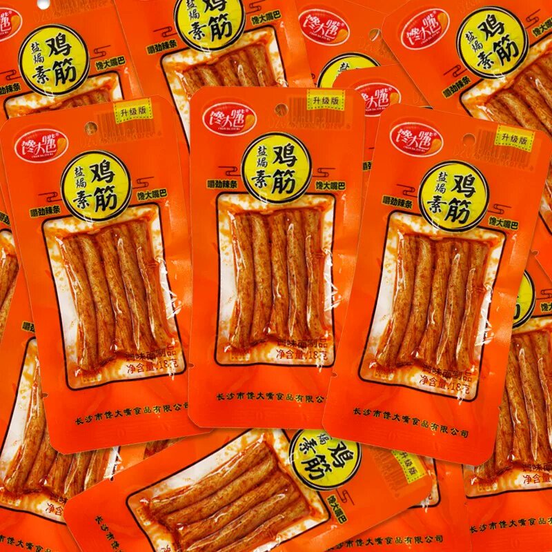 馋大嘴巴盐焗鸡筋麻辣熟食辣片辣味零食鸡汁牛筋即食童年怀旧辣条