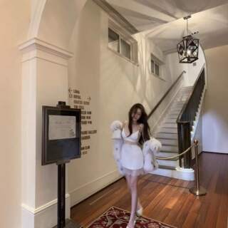 woppei  小巴姐妹蕾丝吊带连衣裙女浪漫纯欲腰部蕾丝设计吊带裙