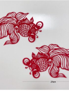 节庆金闪植绒布新中式剪纸样式婚房窗花头饰新年装饰用品玻璃门贴