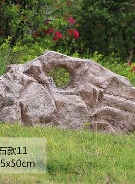户外仿真假石头玻璃钢雕塑庭院景区售楼部小区井盖石草地落地摆件
