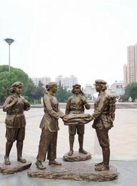 定制铸铜人物雕塑红军八路军户外玻璃钢名人伟人红色文化广场摆件