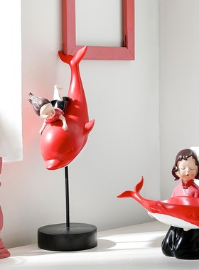 北欧少女心树脂桌面摆件现代简约创意鲲椿女孩客厅装饰工艺品摆设