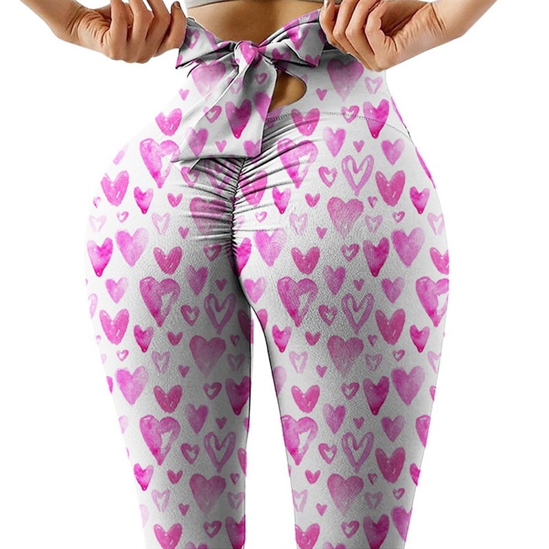 Bowknot Leggins Mujer High Waist Ladies Pure Color Hip Lifti