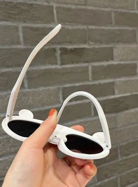 儿童眼镜太阳镜男童女童防紫外线眼镜宝宝可爱熊猫遮阳镜硅胶墨镜