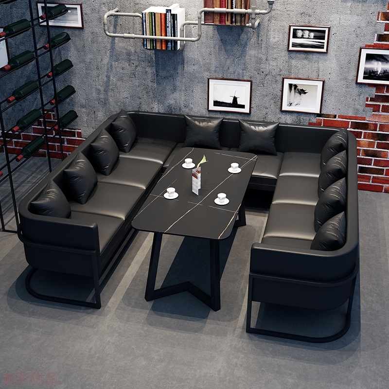 餐饮家具西餐厅桌椅酒吧桌椅奶茶店酒吧ktv小酒馆卡座沙发靠墙