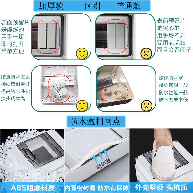 。HT-5 防水配电箱 室外空开盒户外强电箱 PZ30 4 8 12回路明装成