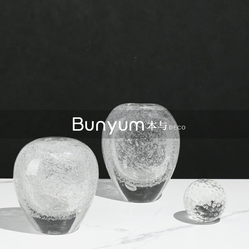 简约现代透明气泡玻璃花瓶家居软装饰品样板房间餐桌花器插花摆件