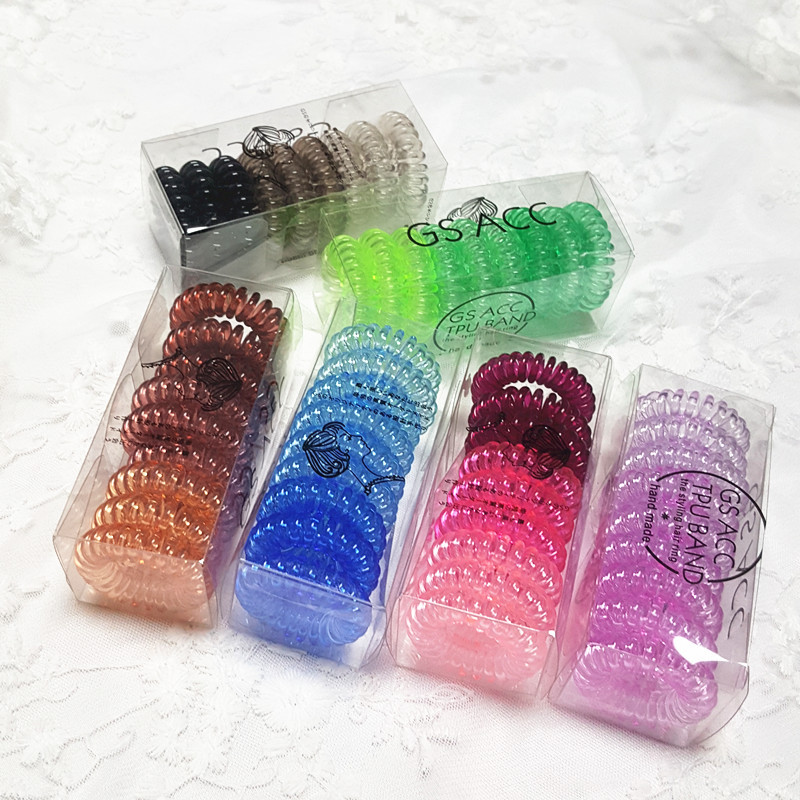 3/4/5/9/10 Pcs/Box Telephone Wire Elastic Hair Bands Transpa