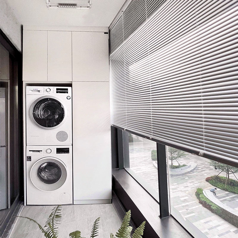 阳台洗衣机柜组合切角定制洗衣机烘干机伴侣脸盆一体柜蜂窝竹炭铝