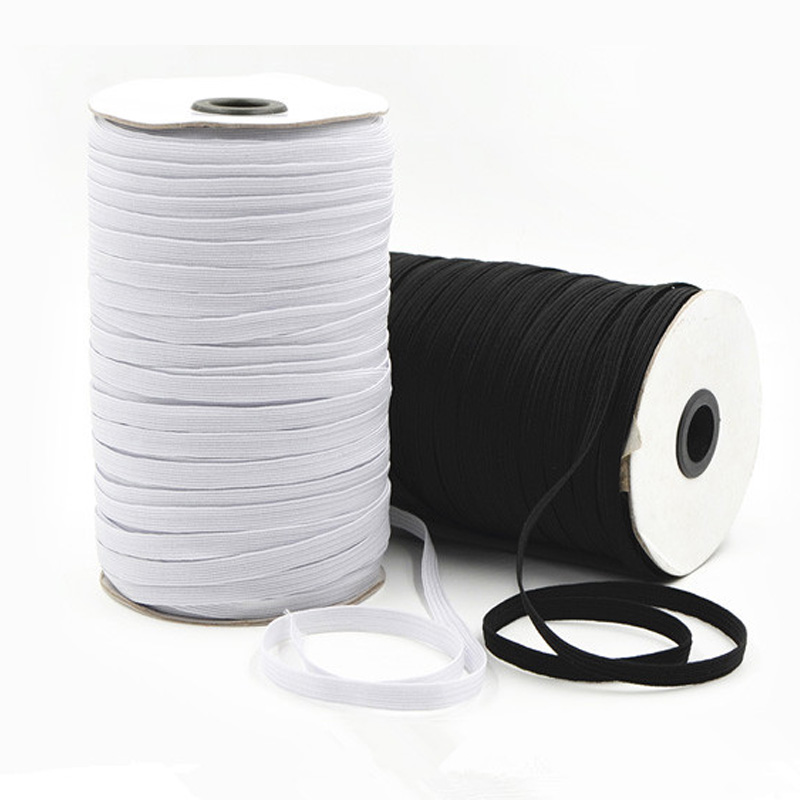 5M 3-50mm Flat Elastic Bands Black White Nylon Rubber Waist