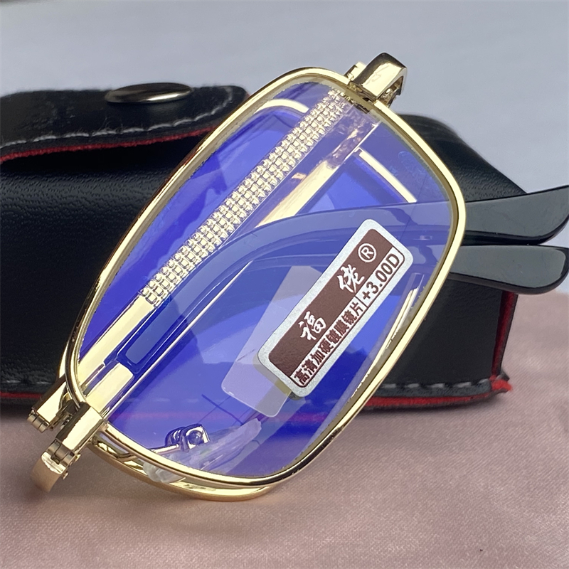 水晶玻璃清摺叠老花眼镜150/200/250/300/度男女老光镜防辐射眼镜