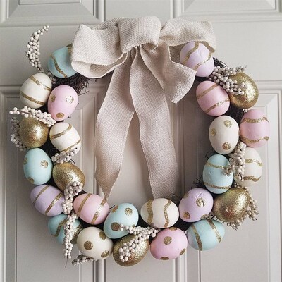 20/50PCS Easter Foam Plastic Eggs DIY Rattan Wreath Happy