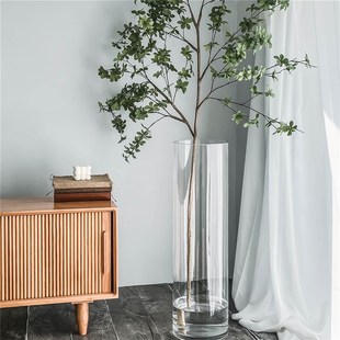 花瓶插花长枝玻璃透明长高款高筒高身超高高大高瓶35405060花器高