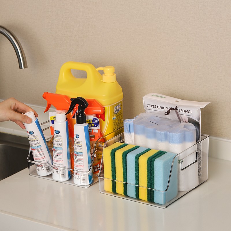 橱柜收纳盒厨房水槽置物架神器透明多功能冰箱家用下水槽杂物盒