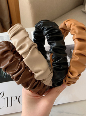 2022 New Women Headband PU Leather Retro Hairbands for Women