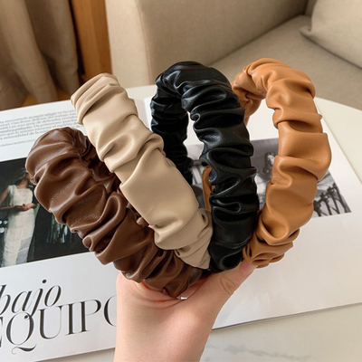 2022 New Women Headband PU Leather Retro Hairbands for Women
