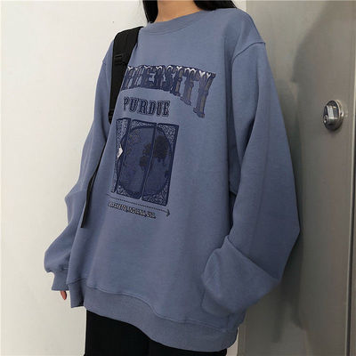 2021 Spring Autumn O-Neck Pullover Women Korean Loose Clothe
