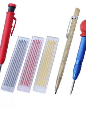 极速6Pcs/set Solid Carpenter Pencil With 18PCS Refills Woodw