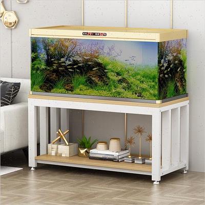 双层鱼缸架承重底座底架铁艺实木钢木水族箱底柜客厅小型简易多层