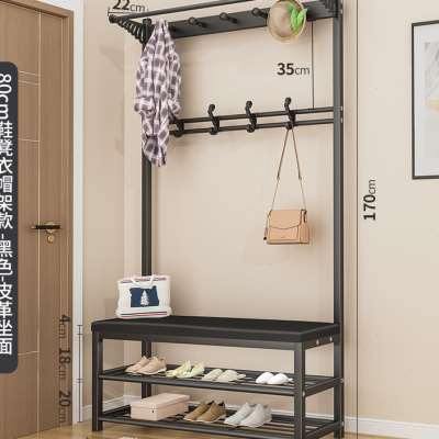客厅进门挂衣架鞋架一体门口 多功能鞋架衣架一体式鞋柜和挂衣柜