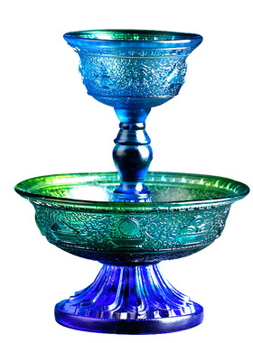 琉璃护法杯八吉祥的法器藏式供杯供佛修禅摆件家居供奉寺院供台