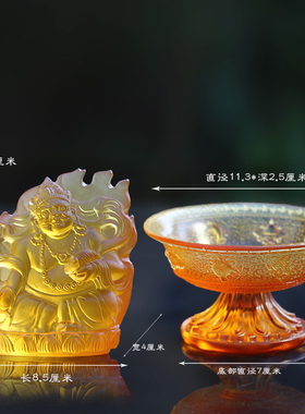 古法琉璃水供五路财神像佛具用品摆件居家佛堂寺庙供奉五姓财神